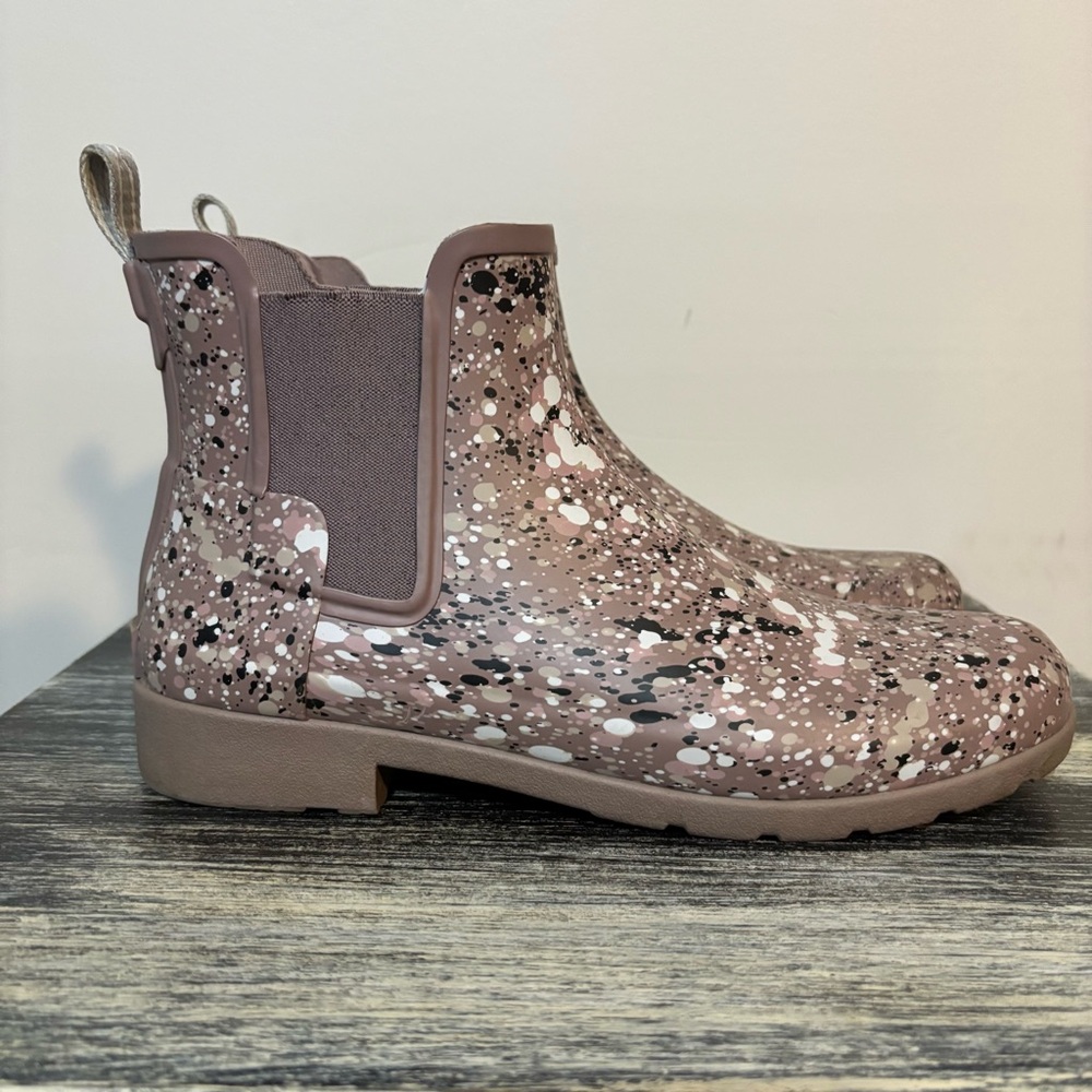 Hunter Original Refined Particle Print Waterproof Chelsea Boots  | Womens Sz 10